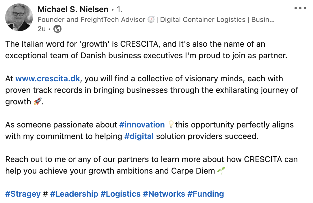 The Italian word for 'growth' is CRESCITA...