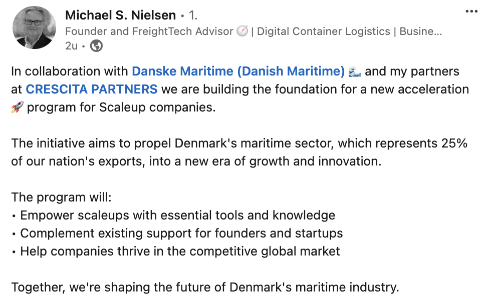 Building the scaleup accelerator program for Danish Maritime